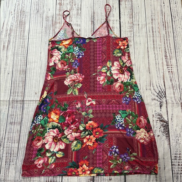 Johnny Was Burgundy Floral Slip Mini Dress - Picture 5 of 5